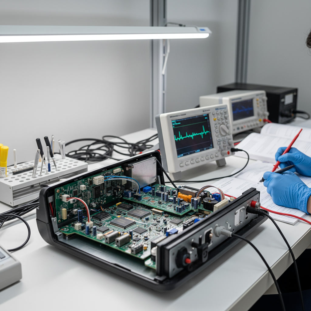 Equipamento médico em operação após manutenção