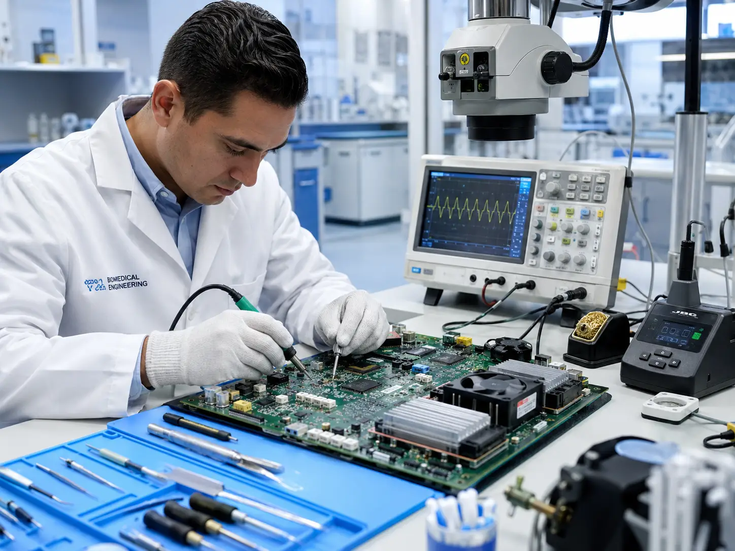 Laboratório especializado em manutenção de ultrassom na Baixada Santista. Reparo de placas, transdutores e calibração ágil para clínicas. Solicite análise.